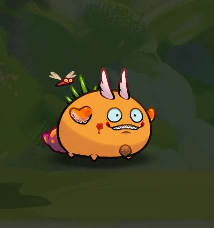 12JResult's tweet photo. My cutest Axie, Bucket,  needed some additional red on his face to bring out his smile.  His newfound maturity is symbolized with his new soul patch, and a matching new friend makes his days happier.

#AxieLookBook 
#3649769+ronin:c90fc5234f64be17b6748bc43964cf36be2a8246 https://t.co/PMbsknYatO