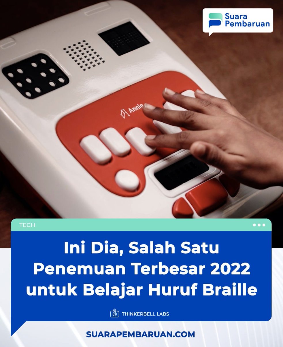 SuaraPembaruan's tweet photo. Selamat Hari Braille sedunia! Hingga hari ini, penemuan baru yang mendukung penggunaan Braille terus diciptakan. Salah satunya Annie yang cerita lengkapnya bisa dilihat di https://t.co/xlsmKNvnnA https://t.co/8QwuZzvEfn