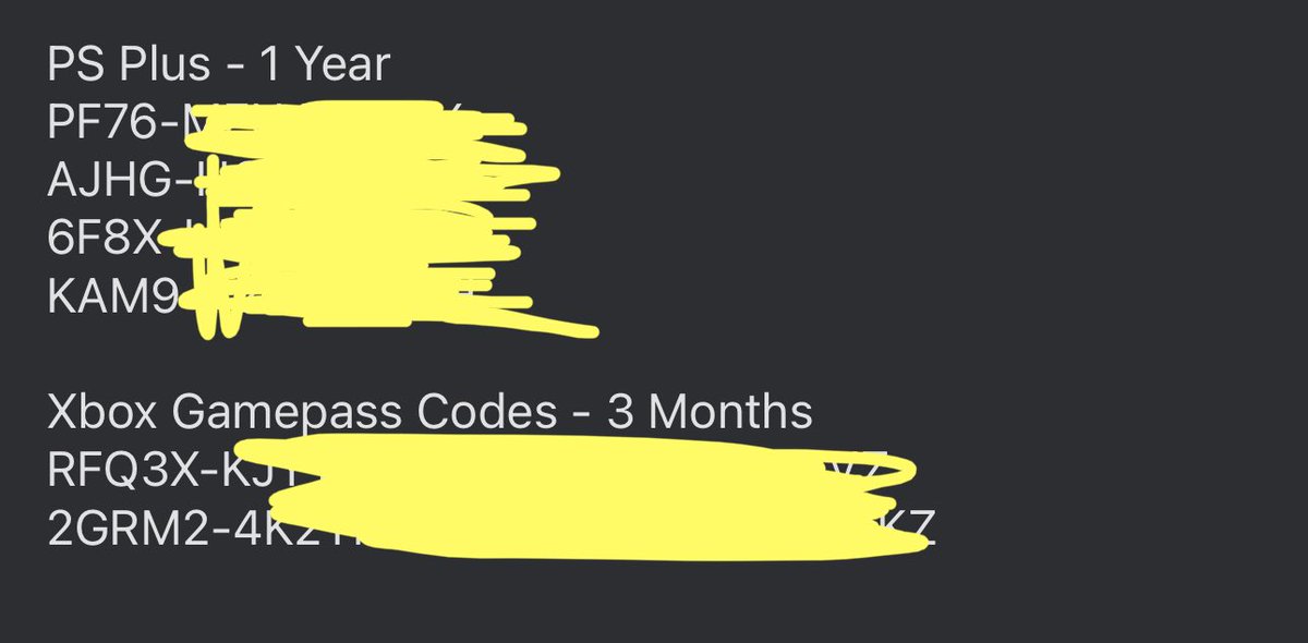 ForeignInstinct's tweet photo. WTS PS Plus and Xbox Gamepass codes, dm with offers!

RTs and likes appreciated

#PlayStation #Xbox #playstationplus #XboxGamePass https://t.co/V9iHMqv9cX