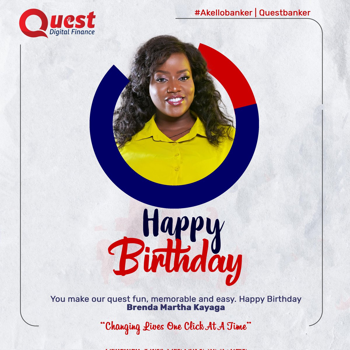 questdigito's tweet photo. You make our quest, memorable and easy. Happy birthday Brenda Martha Kayaga.
#ChangingLives #OneClickAtATime.
#Akellobanker | #Questbanker. https://t.co/ovFDSq5lSF