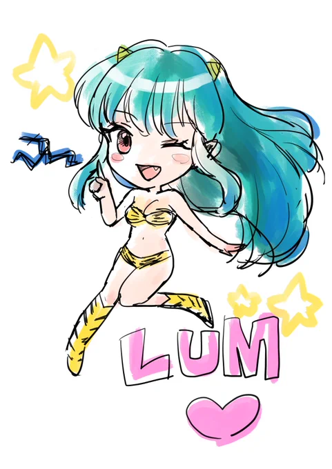 ラムちゃんグッズほしいなぁって思ってらくがきした ちびキャララムちゃんもかわいいよなー #ラムちゃん #らくがき
