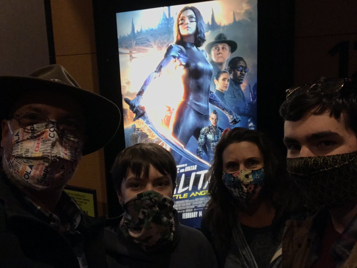 gregarious240's tweet photo. @yokokunstler99 Loved the poster! 
Even more, loved the opportunity to see Alita on the big screen! Took the whole Gregarious family three times in that short window of time. 

Would do it again in a nanosecond!
(Just no masks this time!😉)

#AlitaArmy https://t.co/EykU8WpV26