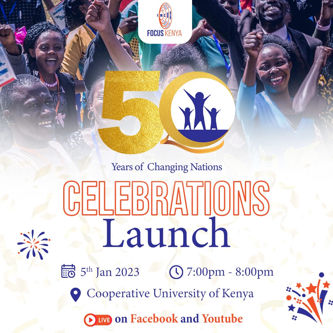 focuskenya's tweet photo. 50 YEARS OF CHANGING NATIONS! 

50 years Celebrations will run through this year. The launch will take place at Cooperative University where Top CU Leaders from all our CUs are gathered for NLMS 2023. 

The event will be LIVE on Facebook and YouTube. 
#NLMS2023
#FOCUSat50 https://t.co/mk2BBkgb0D