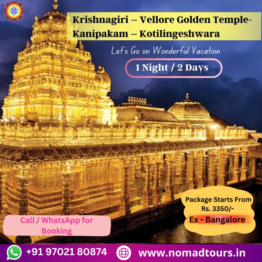 NOMADTOURSINDIA's tweet image. Krishnagiri - Vellore Golden Temple - Kanipakam - kotilingeshwara🙏🛕
Nomad Tours India
Visit us 👇
nomadtours.in
Follow Us for Latest Updates and Deals:
Twitter : tinyurl.com/359d5xp7
Instagram : tinyurl.com/3m3mx5pb
LinkedIn: tinyurl.com/yp7sbcrw