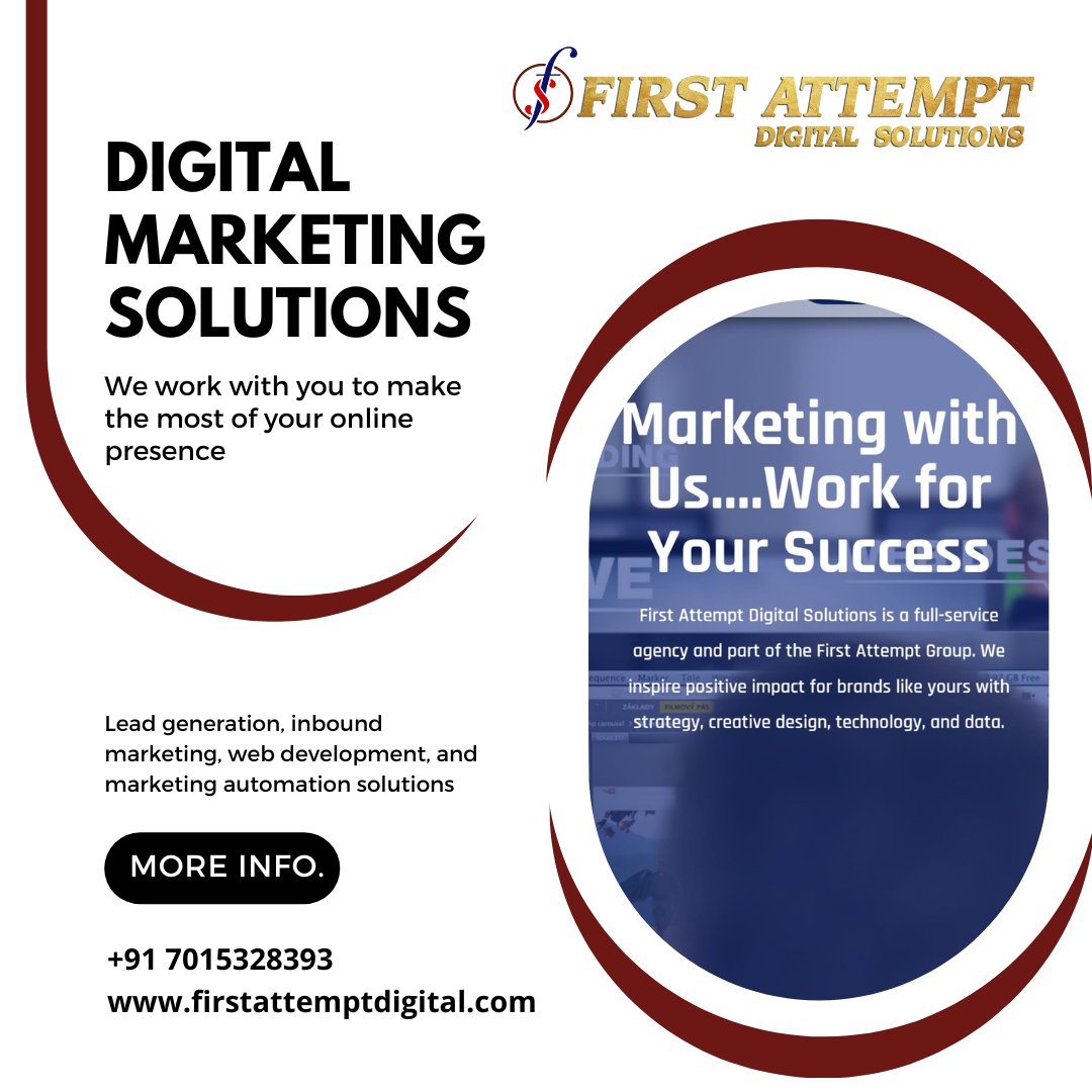 AttemptFirst's tweet image. #Digital_marketing_Solutions...
We work with you to make the most of your online presence

Contact Us:-  +91 7015328393
Know More:-  firstattemptdigital.com

#Digitalmarketing #SMM #SEO #SMO #firstattempt #Firstattemptdigital #Website #Webdevelopment #Development #design