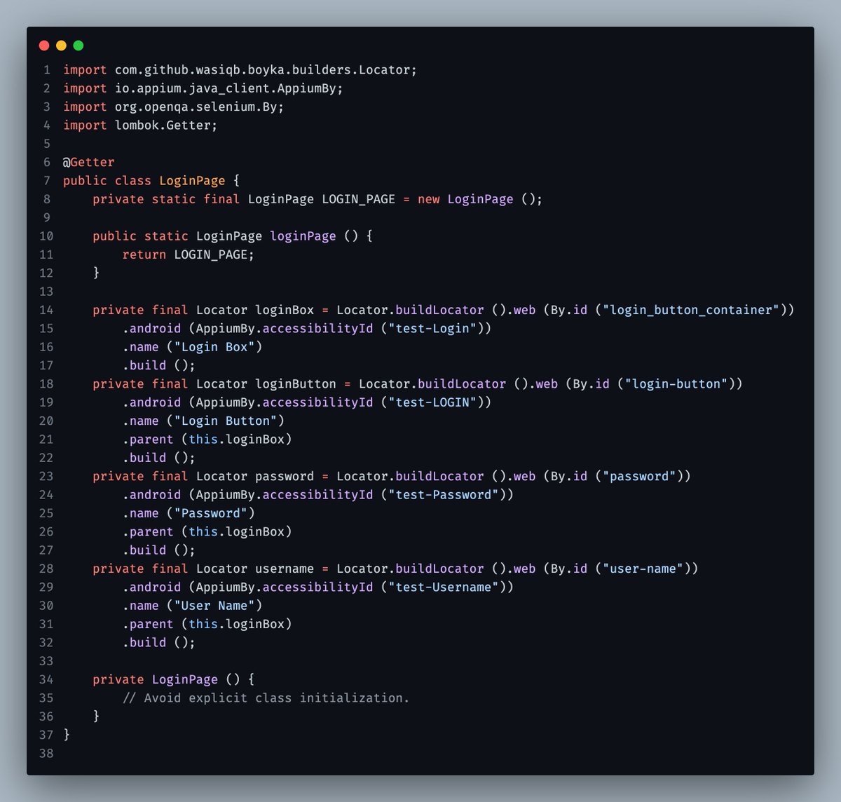 BoykaFramework's tweet image. This is the common #PageObject for #Web and #Android 👇