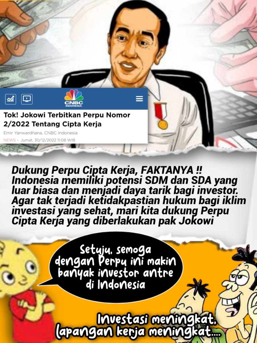 Semoga aja ya guys dengan perpu Cipta Kerja ini investasi meningkat dan lapangan kerja juga meningkat
#PerppuCiptaker
Jaga Pertumbuhan Ekonomi