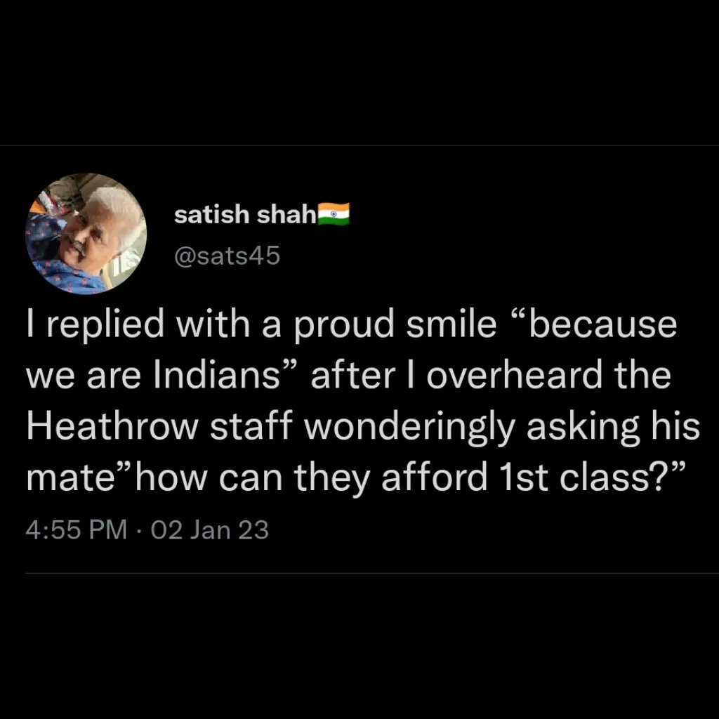 #SarabhaiVsSarabhai actor #SatishShah Faces Racism In London After Heathrow Airport Officials Ask Him, How Can He Afford 1st Class Ticket.
Actors smart reply to the #HeathrowAirport staff is winning hearts. 
Also later Heathrow airport responded to the tweet and apologised.