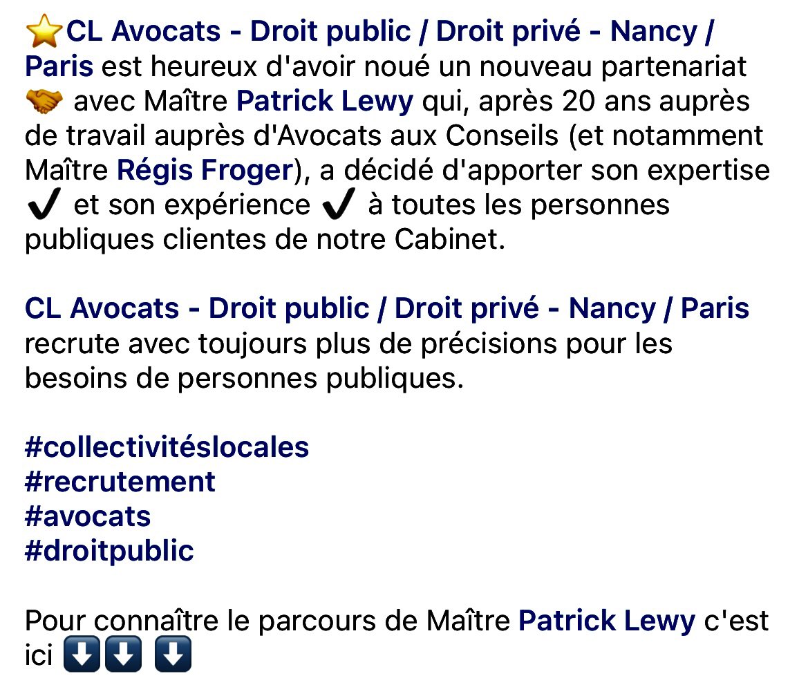 Patrick Lewy rejoint <a href="/CL_AVOCATS/">CL AVOCATS</a> 

cl-avocats.org/maitre-lewy