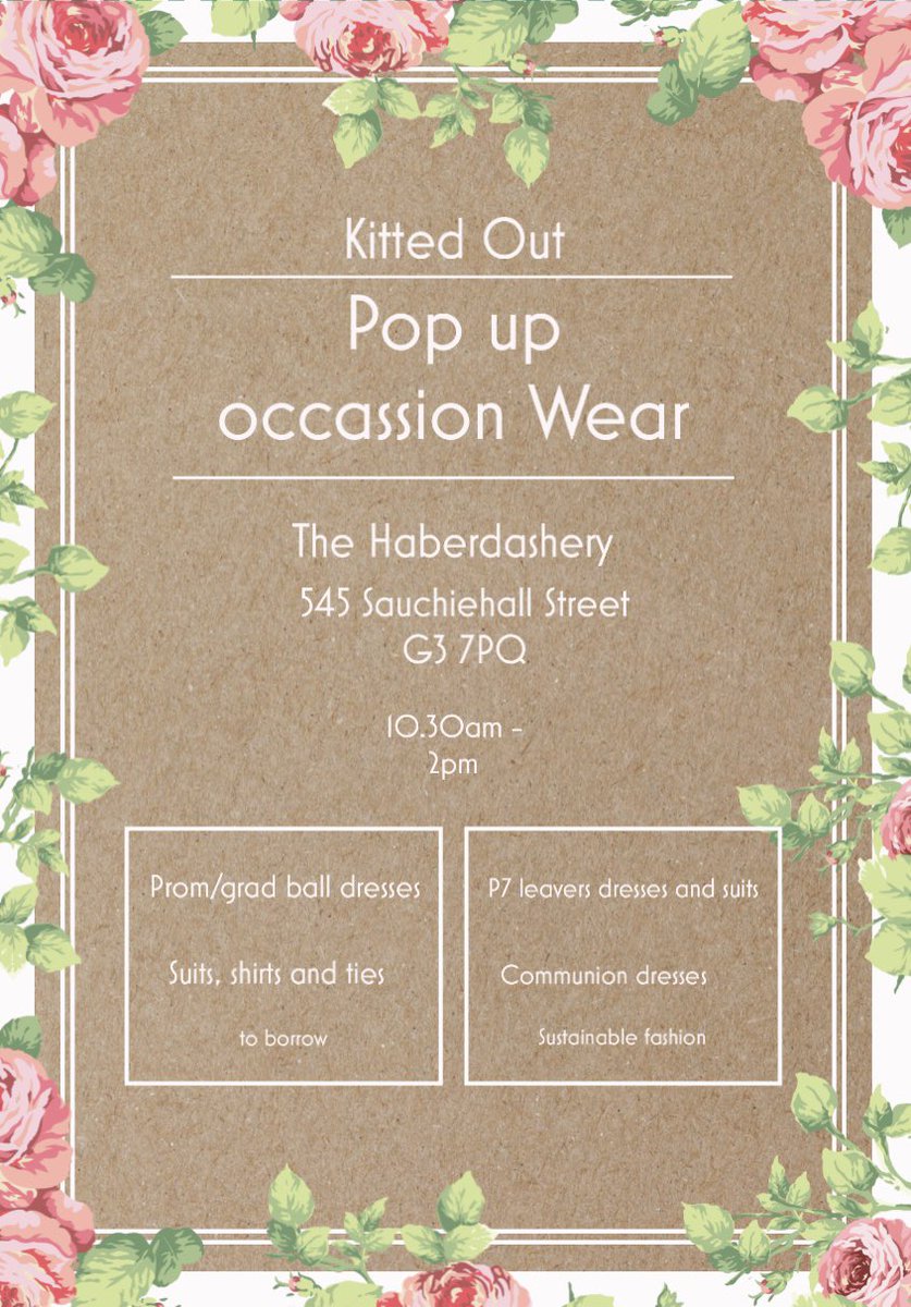 Come along on Friday 13th January to see some of our beautiful occasionwear. We can dicuss options to work with your school/project. In the past we have attended open days, parent’s evenings and sustainable fashion shows. Pupils welcome. This is a FREE service. Please share.