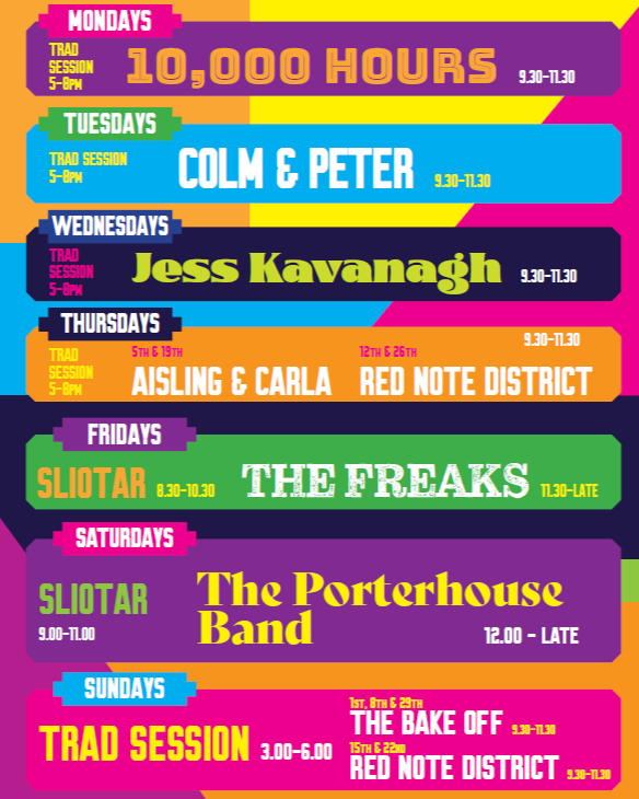 With live music every day of the week, you're always guaranteed a good time at The Porterhouse!

Swipe to check out our line up for January 🎸