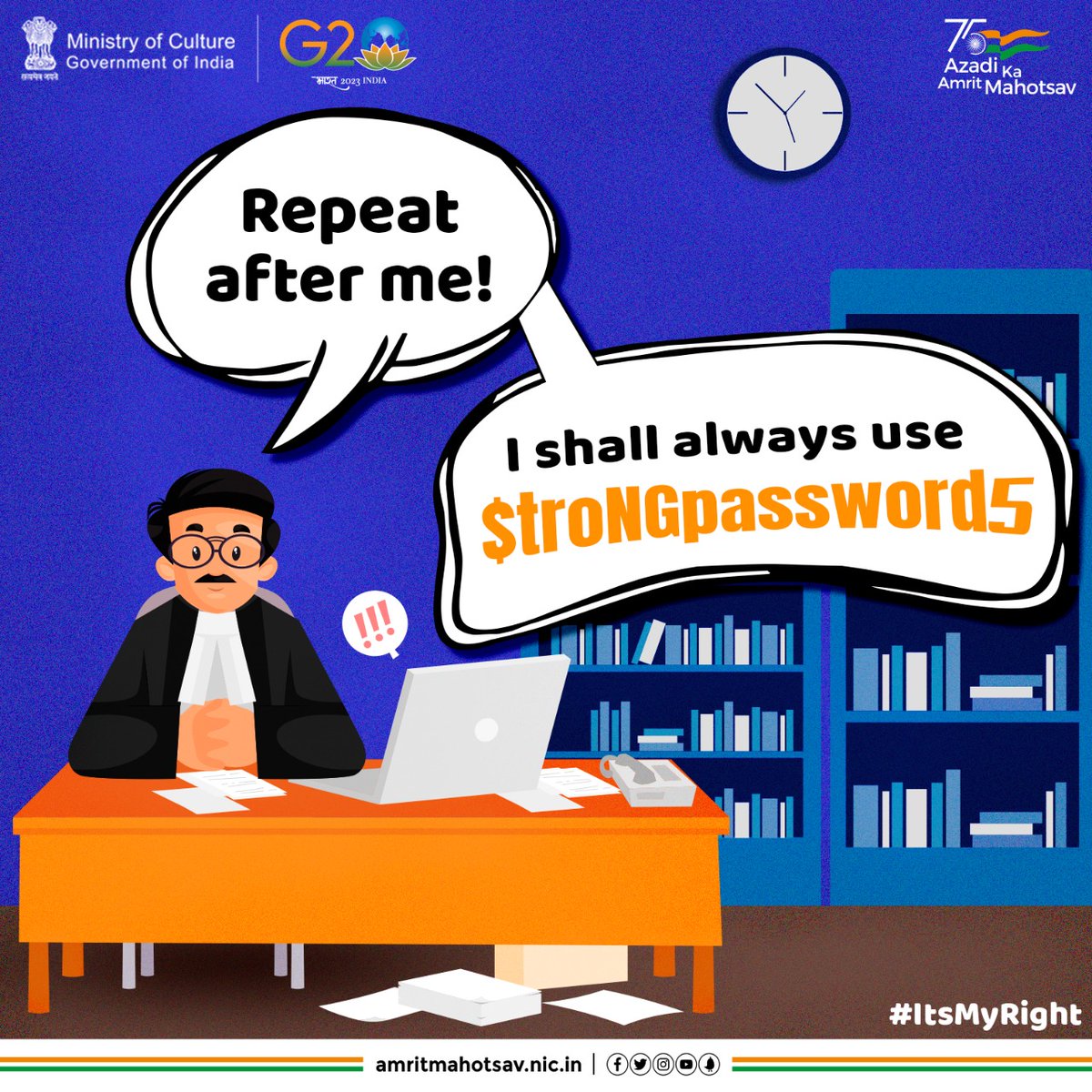 AmritMahotsav's tweet photo. Mr. Right says, "Always practice good password management". Reusing the same password across platforms can compromise your cyber security. (1/2) 

#AmritMahotsav #ItsMyRight #MainBharatHoon #ConsumerProtection #DigitalAwarness #CyberSecurity #BasicRights #LegalFacts #CyberFraud https://t.co/cUlnlHI03i
