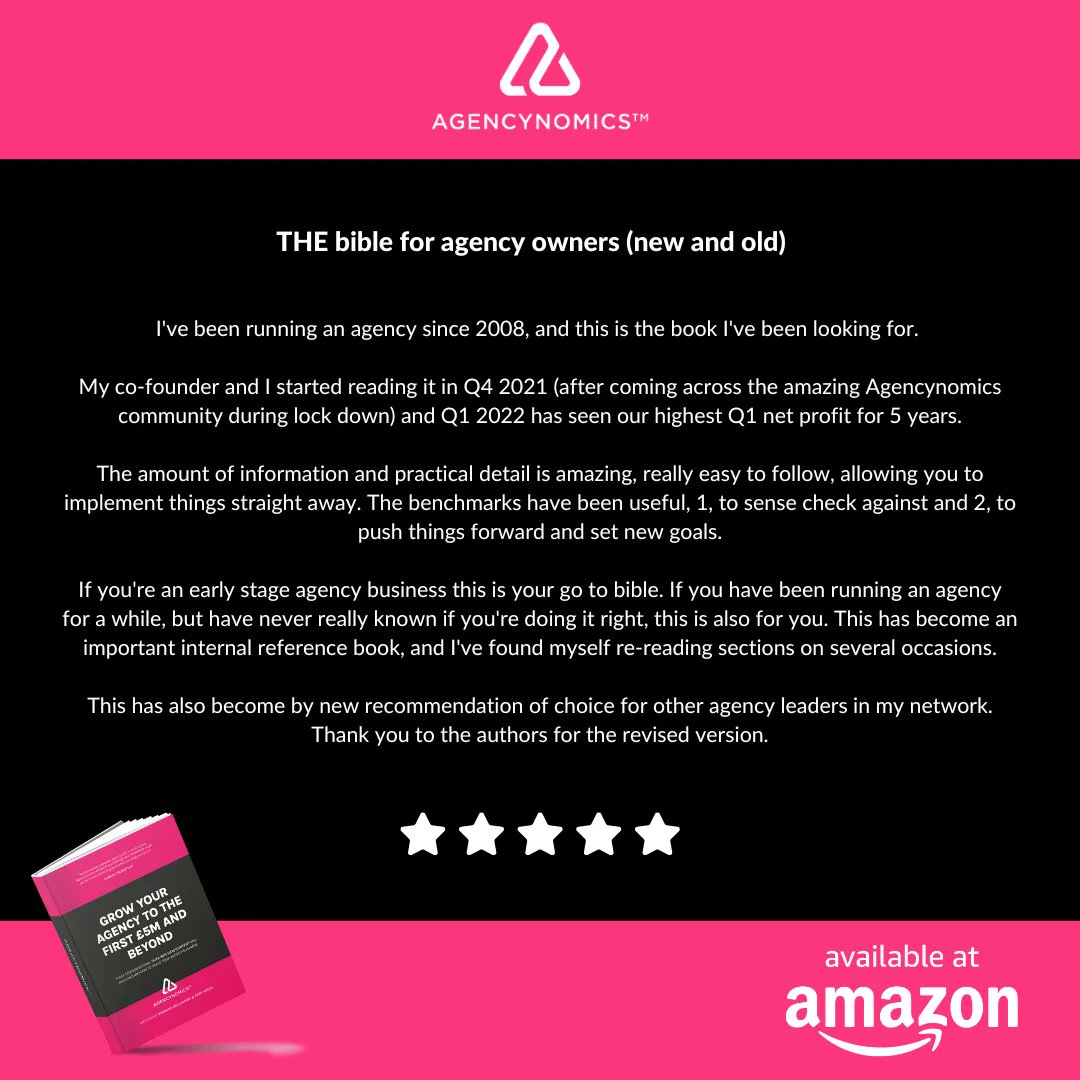 📕 Book Review📕 

I've been running an agency since 2008, and this is the book I've been looking for. 

#Agencynomics 

Available in paperback, Kindle or audiobook at Amazon buff.ly/3HbUUNA