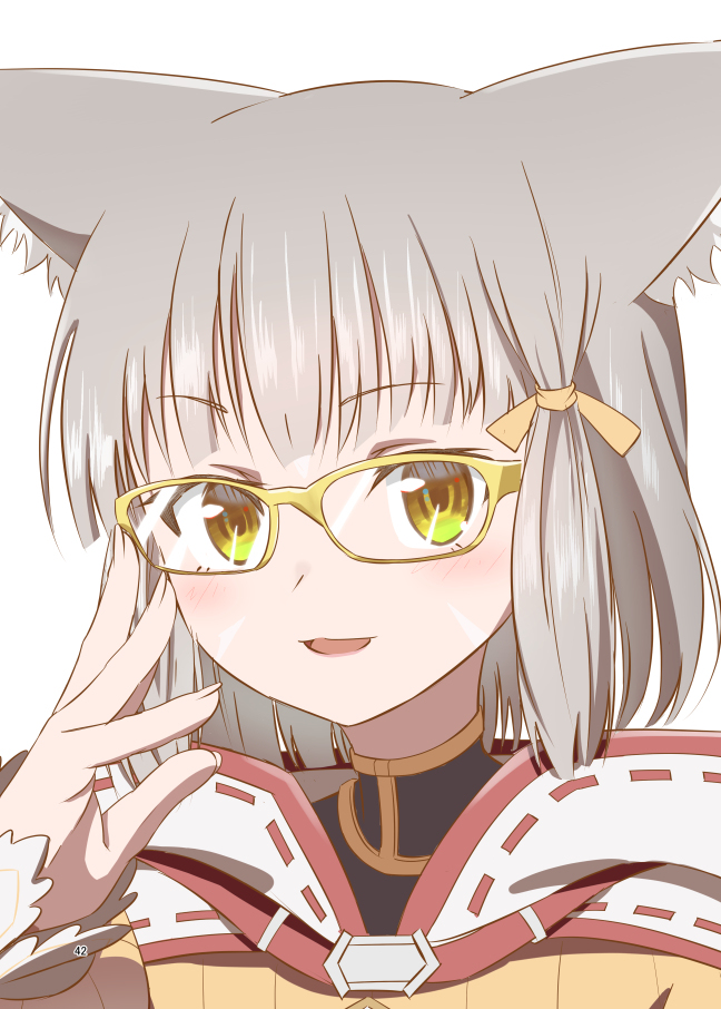 nia (xenoblade) 1girl cat ears animal ears solo yellow bodysuit yellow eyes glasses  illustration images