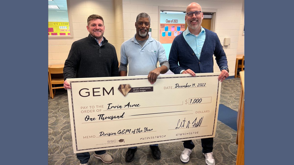 New Kent County Public Schools (@nkcps) on Twitter photo 🎉 Irvin Acree, a custodian at <a href="/NewKentStrong/">New Kent High School</a>, was selected by New Kent County Public Schools' partner <a href="/SSCServices/">SSC Services For Education</a> for their employee recognition program called Great Employees make Magic. 1/4
#TeamNewKent #NKCPS #AGreatPlacetoLearn #InspireEngageEmpower #GEMAward #SSCGEM 🎉 Irvin Acree, a custodian at <a href="/NewKentStrong/">New Kent High School</a>, was selected by New Kent County Public Schools' partner <a href="/SSCServices/">SSC Services For Education</a> for their employee recognition program called Great Employees make Magic. 1/4
#TeamNewKent #NKCPS #AGreatPlacetoLearn #InspireEngageEmpower #GEMAward #SSCGEM