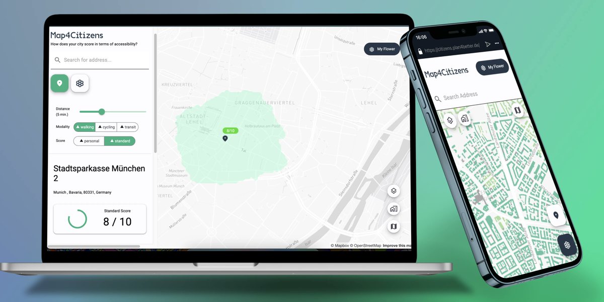 We are excited to announce the launch of Map4Citizens! 🎉
It aims to open #data and provide everyone with reliable and easy-understandable #accessibility and #mobility analysis. Try our Beta-version and check how well #Munich meets your needs: lnkd.in/di9zdjbi