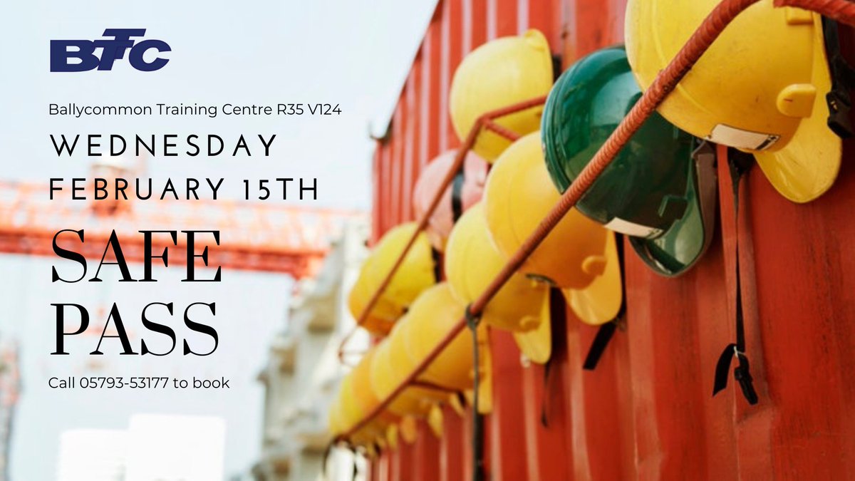 From 23rd January a new online alternative option to renew your Safe Pass Card will be available to all Safe Pass Cardholders. If this is your first Safe Pass Course you must attend in person. Our next in house Safe Pass takes place on February 15th. Call 05793-53177 to book