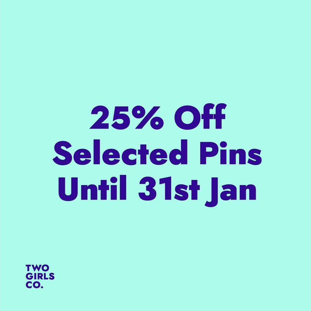 25% off selected pins until the end of January. No code needed, just head over to one of our shops and take a look!​​​​​​​​
​​​​​​​​
#JanuarySale #Discounts #EnamelPins #TwoGirlsCo instagr.am/p/Cm_W1ENMkZE/