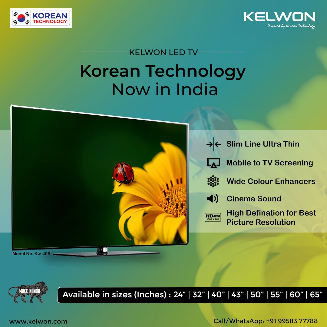 KelwonIndia's tweet image. #KELWONLEDTV powered by #Koreantechnology, presents high-end, demystified #LEDTVs that lead you to experience every color in its most real form for lifelike visual beauty.
Visit us: kelwon.com
Call: 9958377788
#SmartLED #UltraThin #UltraLight #FullHD #FramelessScreen