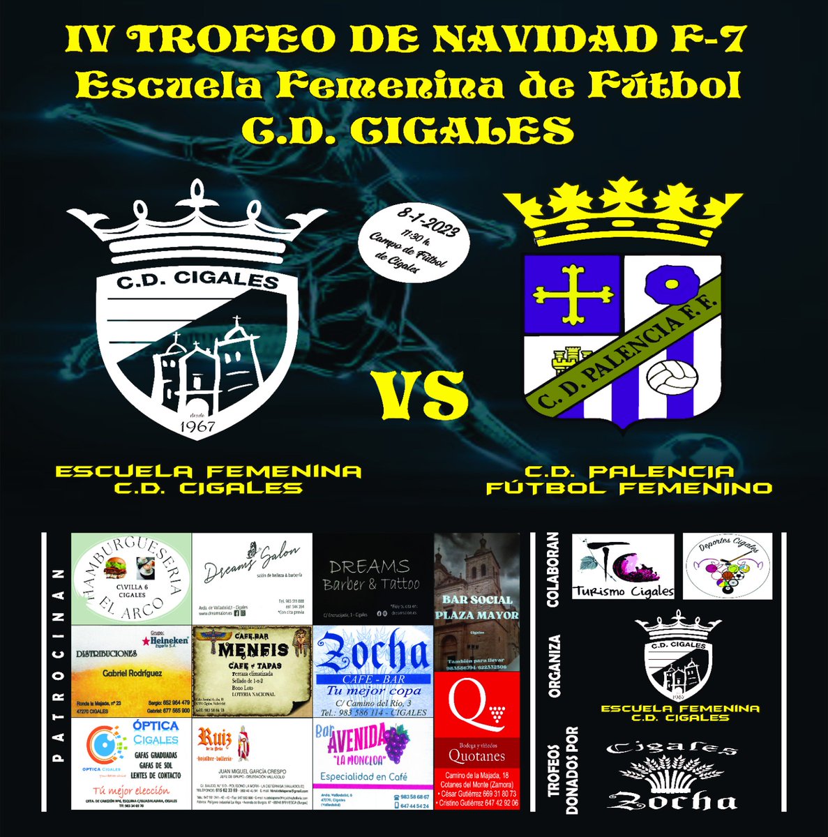 Un año más organizamos nuestro torneo de Navidad. El domingo 8 de Enero ven a animarnos en Cigales a partir de las 11:30