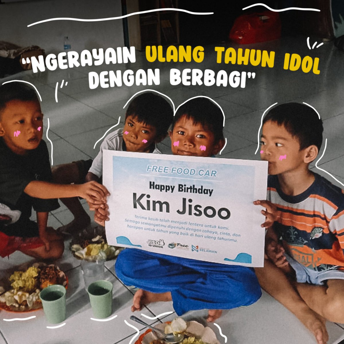 FREEFOODCAR1's tweet photo. Annyeong Chingu!👋
Saengil Chukkae Hamnida Jisoo🥳

Makasih ya temen-temen Sooyas Indonesia udah ngajak banyak #SobatBaik untuk berbuat kebaikan lewat proyek kebaikan ini. Saranghae🫰
@JISOOID_UNION

#KPop #BirthdayJisoo #SooyasIndonesia #SekolahRelawan #Berbagimakangratis https://t.co/2qiAY2f7ZS