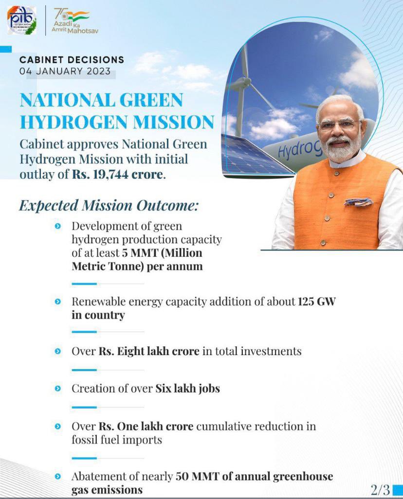 Green Hydrogen Mission being approved today by Cabinet is a path breaking move. Will enable India to industrialise without carbonising &amp; emerge as the lowest cost producer &amp; exporter of green hydrogen,ammonia &amp; electrolysers globally. Congrats <a href="/PMOIndia/">PMO India</a> <a href="/narendramodi/">Narendra Modi</a> Gr8 move !
