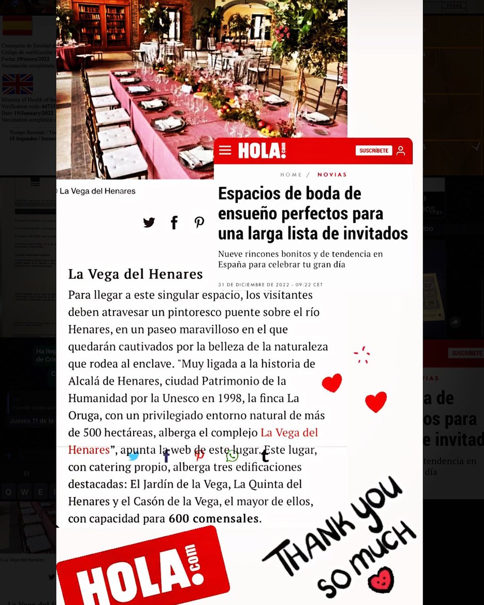 Thanks ❤️ @holanovias 
.
.
.
#wedding #celebraciones #ceremonias #fiestas #bodas #gestiondeeventos #revistas #weddingmagazine #weddinginspiration #love #espaciosparaeventos #bodasenelcampo #bodasenmadrid #fincasparaeventos 
#bodasperfectas