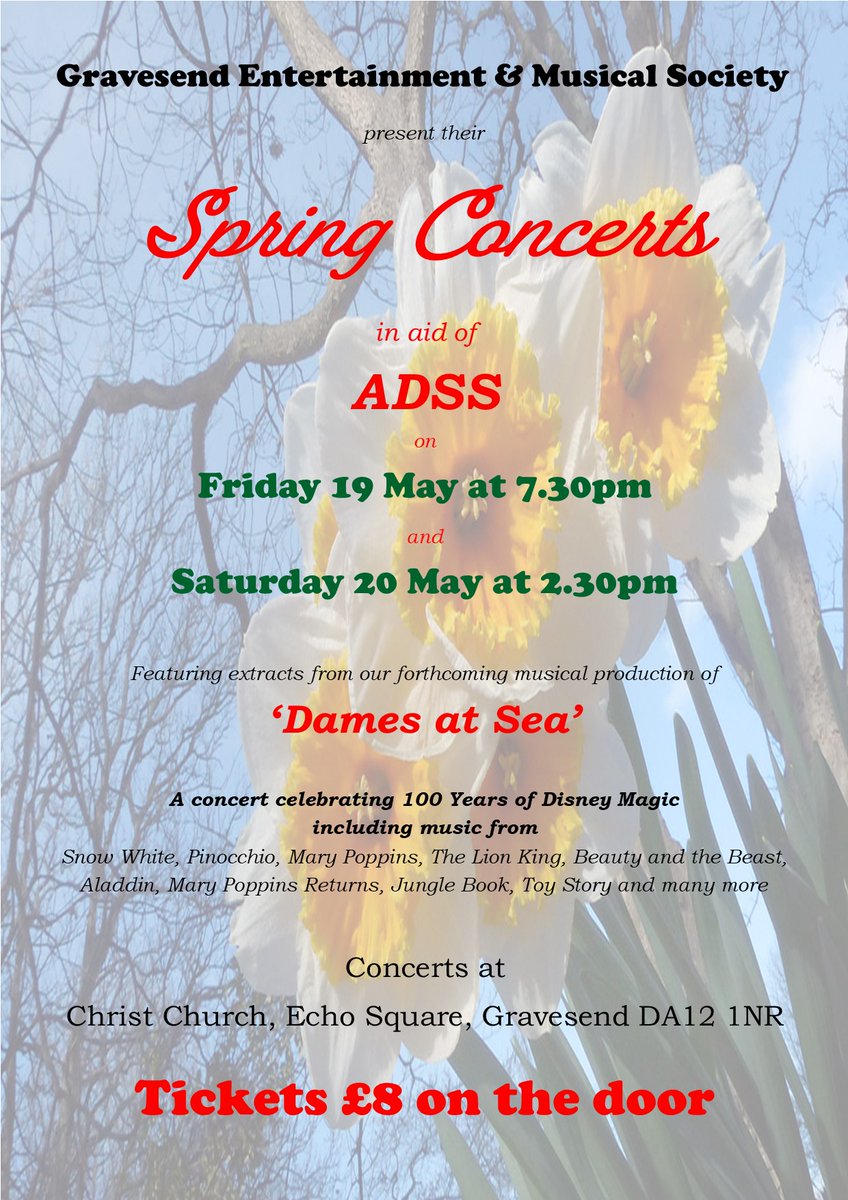 GravesEntMscSoc's tweet photo. We start rehearsals for our Spring Concert next week. If you like the music of Walt Disney then come and join us. Please visit https://t.co/Az30gAbnDZ for more details. #GEMS #choir #WaltDisney #singing #Gravsend #Dartford https://t.co/Arry5EK03L