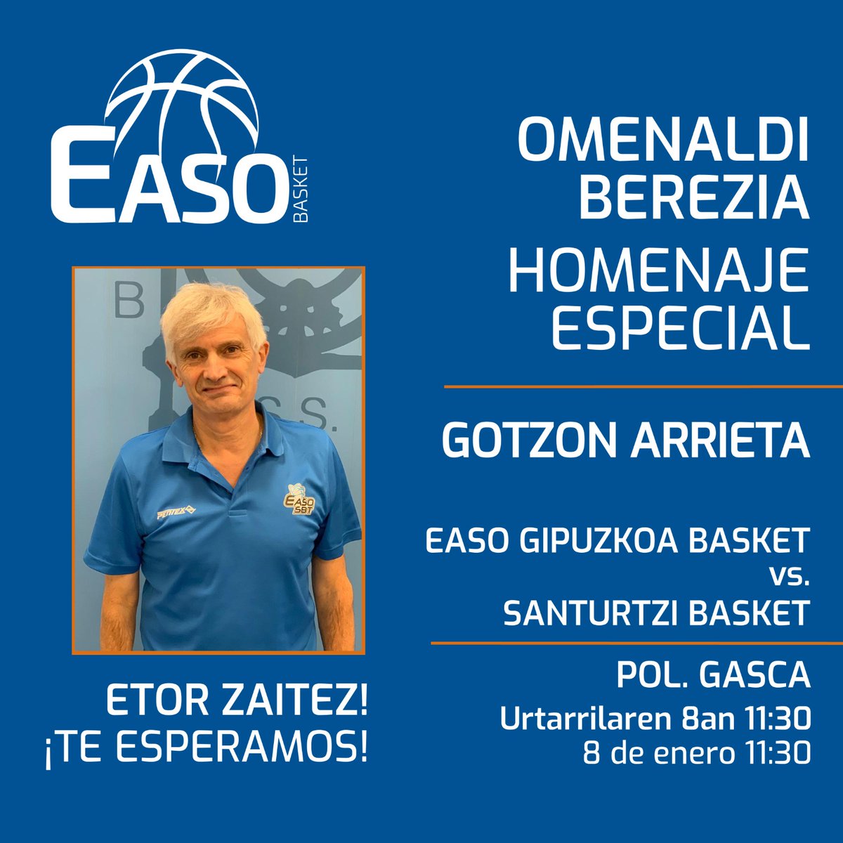 easobasket's tweet photo. Este domingo, en el partido del equipo EBA contra @santurtzibasket, rendiremos un merecido homenaje a @arrietagotzon.
¡Os esperamos a todxs en el Gasca!
#Elkarrekingorenera 
#Juntxshastalomásalto https://t.co/QCWUML6dUZ