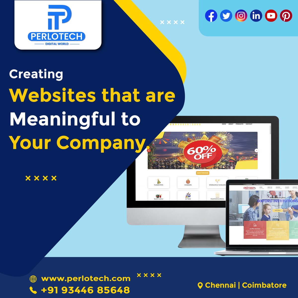 perlotechm's tweet image. Creating 𝐰𝐞𝐛𝐬𝐢𝐭𝐞𝐬 that are meaningful to your company.

𝐊𝐧𝐨𝐰 𝐌𝐨𝐫𝐞
📲 +91 93446 85648
🌍 perlotech.com
📩 perlotechdm@gmail.com
📍 Chennai | Coimbatore

#webdesign #singlepage #staticwebsite #ecommerce #dynamicwebsite #businesswebsite #creativedesigns