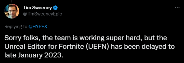 UEFNZombies's tweet photo. UEFN / Creative 2.0 will be a game changer for Creative 

The expected release date is 19th - 31th January according to Tim Sweeney himself

UEFN will let us code with a language called "Verse", and we will be able to import stuff from Blender and Photoshop as well! https://t.co/vH1xEMAxA5