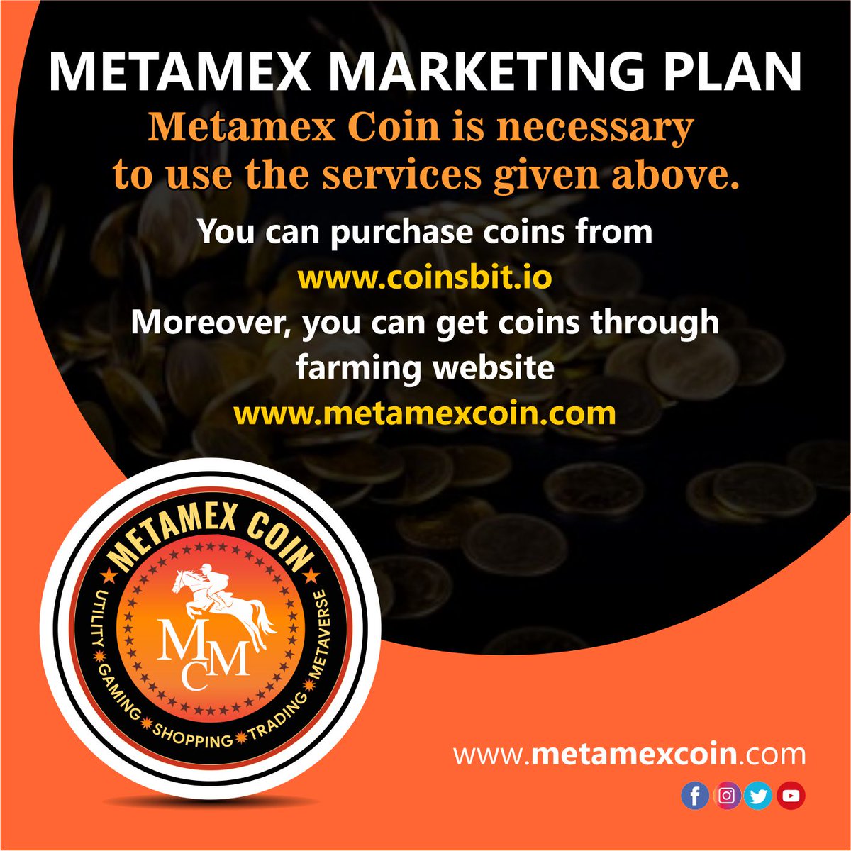 MexMetaver1's tweet photo. METAMEX MARKETING PLAN
Metamex Coin is necessary to use the services.
You can purchase coins from https://t.co/lTQLEfAVp0
Moreover, you can get coins through farming website https://t.co/yLu3f7bZr7
#shopping #utility #marketingplan #trading #metaverse #services #coin #cryptocoin https://t.co/e6eb24ql9w