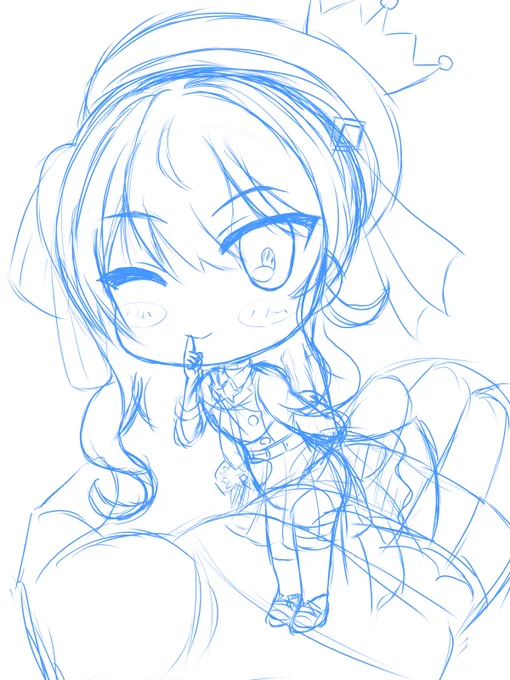 すいちゃんのラフこれで0期生全員ラフを描いたから清書していきます 