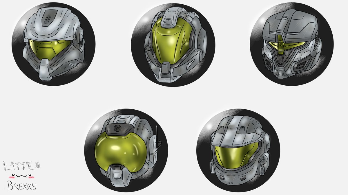 LittleBrexxy's tweet photo. Concepts i made of the new Mark VII helmets leaked, "fixing" them, making it more like the originals, looking better but dont losing the Mk7 touch!!
#Halo #HaloArt #HaloInfinite #HaloLeaks https://t.co/02z46tydPL