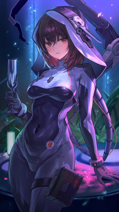 幻塔のエスターを描きました。エスターと夢幻的なバーで一杯飲みませんか?#幻塔 #幻塔創作プロ #鏡花月影 