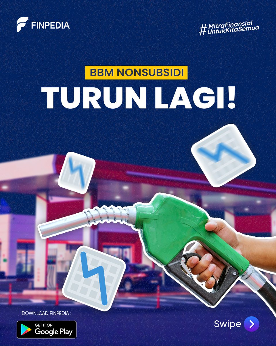 finpediaid's tweet photo. BBM turun lagi, yuk cek slide untuk harga terbarunya. 

#Finpedia #Bensin #BBM #Pertamina https://t.co/F3lVpAy7JR