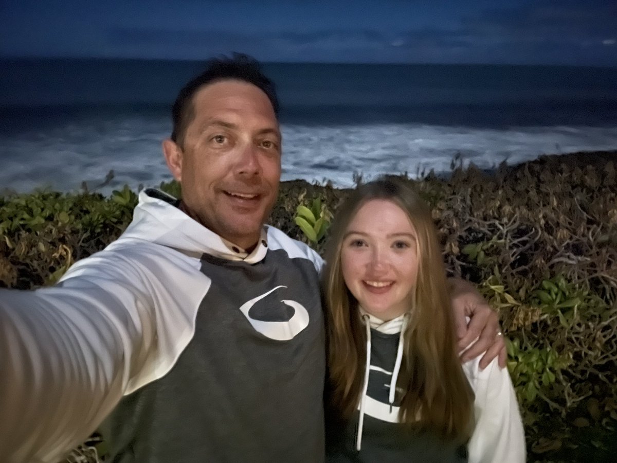 Sierra and I repping our @GoldlineCurling hoodies during an evening walk in Hawaii. #theresgoldline #choiceofchampions 🥌