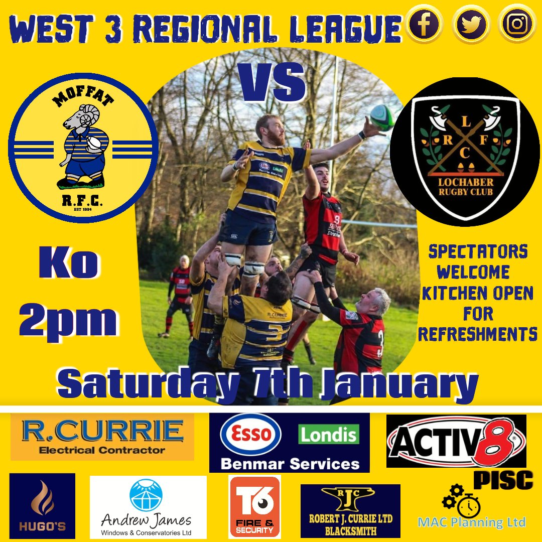 League rugby returns to the Holm when we welcome <a href="/LochaberRFC/">Lochaber RFC</a> 
Come along and cheer the teams on
🏉🔴⚪️🔵🟡