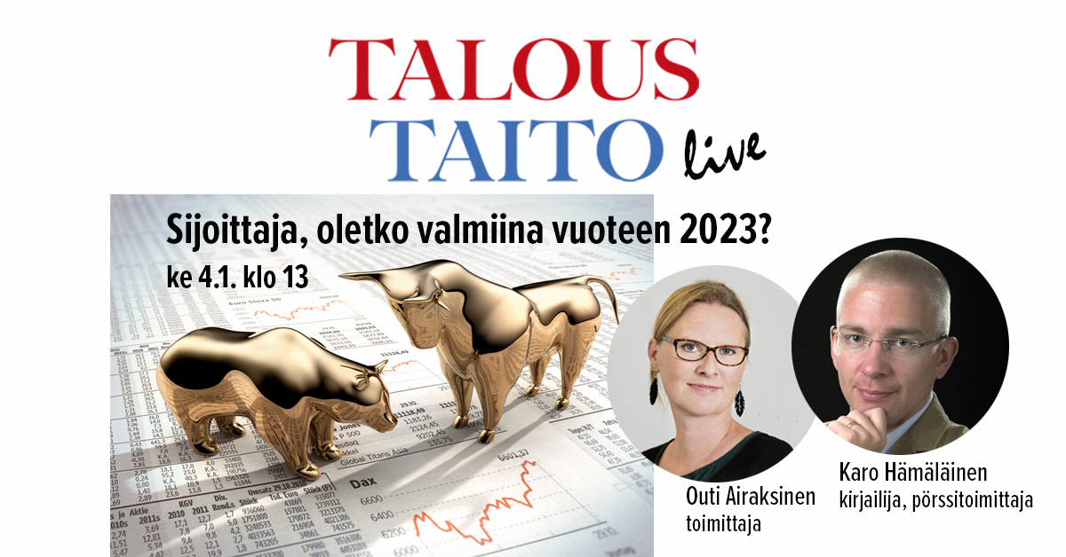 Mitä tapahtuu pörssikursseille vuonna 2023? Tänään Taloustaito LIVEssä klo 13 on vieraana <a href="/KaroHamalainen/">Karo Hämäläinen</a>. Live on katsottavissa Taloustaidon IG- ja FB-tileillä sekä Youtube-kanavalla. #taloustaitolive