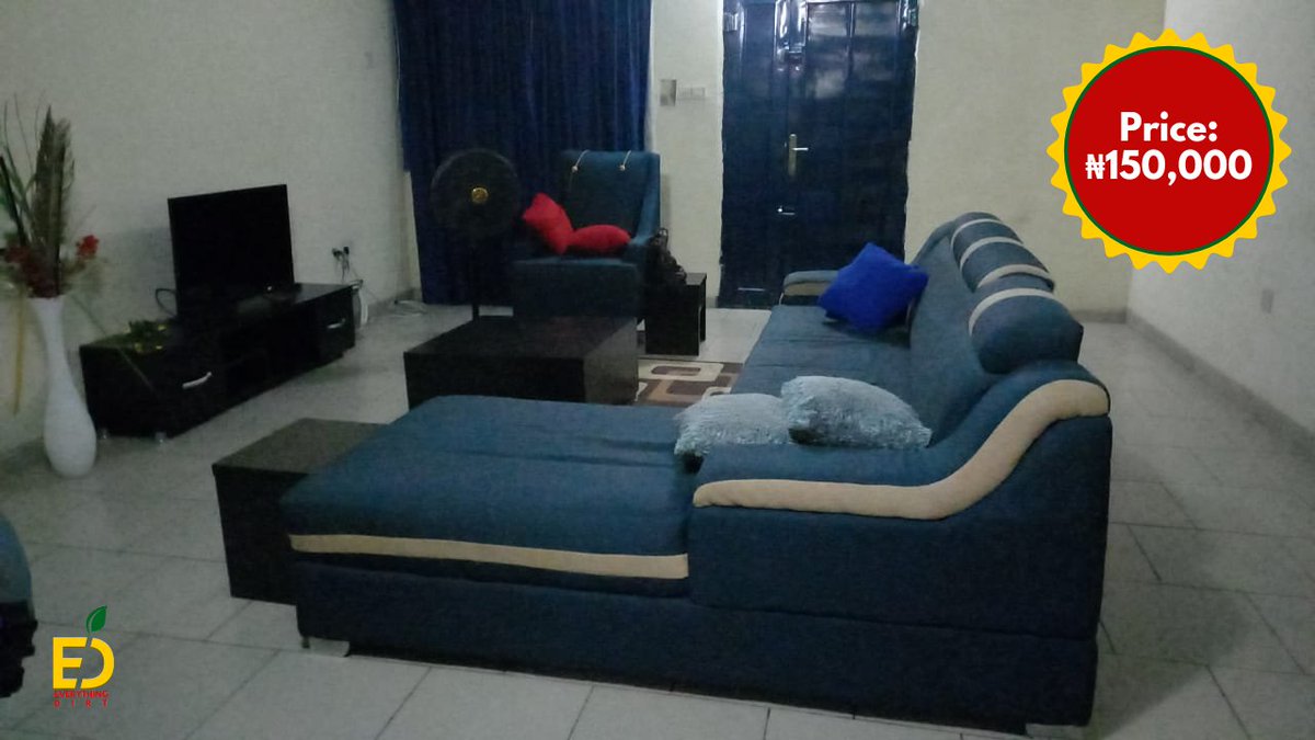 _everythingdirt's tweet image. Description: 
Complete L-Shape Sofa
Center Table 
TV Stand
2 Stools

Condition: 
Neatly Used

Price: 
₦150k

Location:
Akute, Lagos

Reason for Selling:
Relocation 

Availablity:
Immediate Pick Up

#declutterlagos
