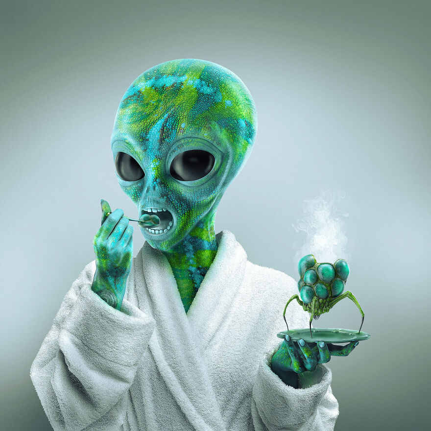 crypt0drey's tweet image. Surreal Edits Using Animals, Plants, People, And Objects (30 Pics)
A THREAD
1. An alien+a bonus dance video, you'll love it.