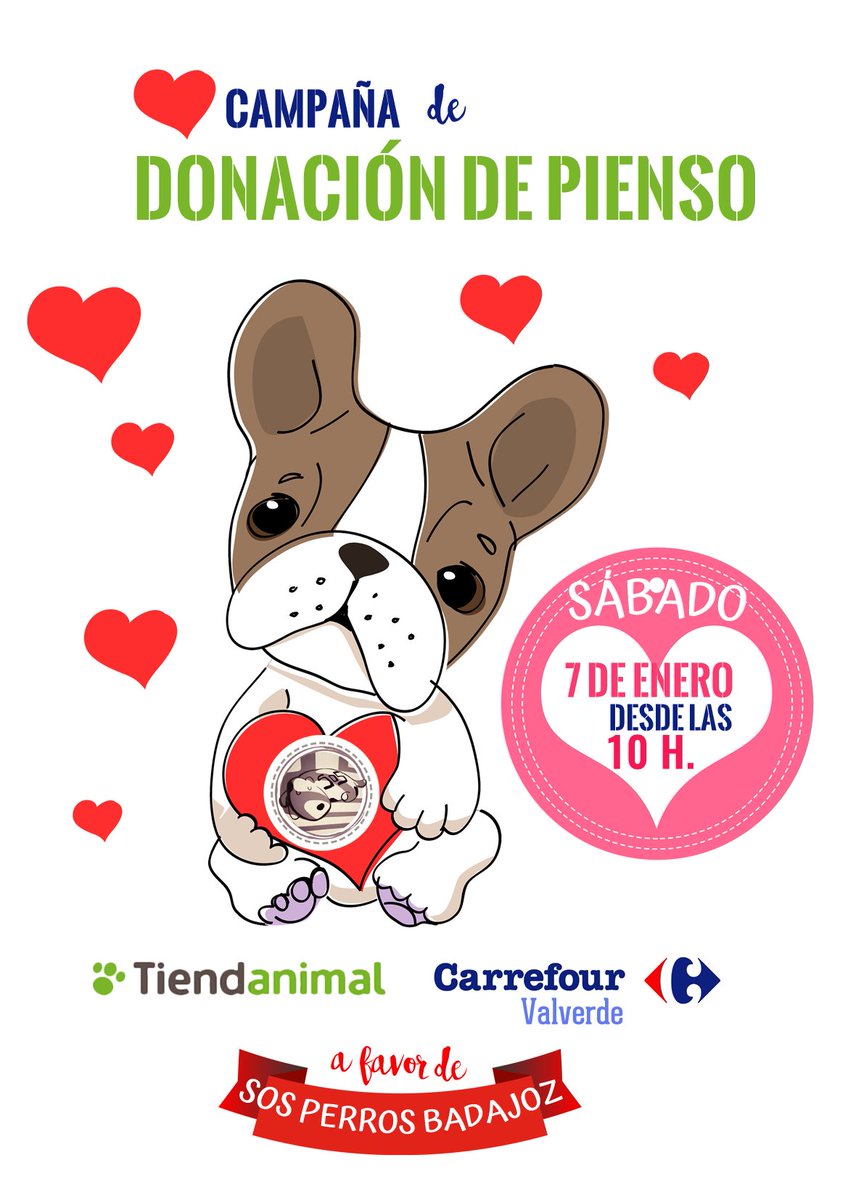 Este próximo sábado 7 de enero estaremos en <a href="/tiendanimal/">Tiendanimal</a> en el <a href="/CarrefourES/">Carrefour España</a> de la carretera de Valverde en #Badajoz.
Os esperamos!!!