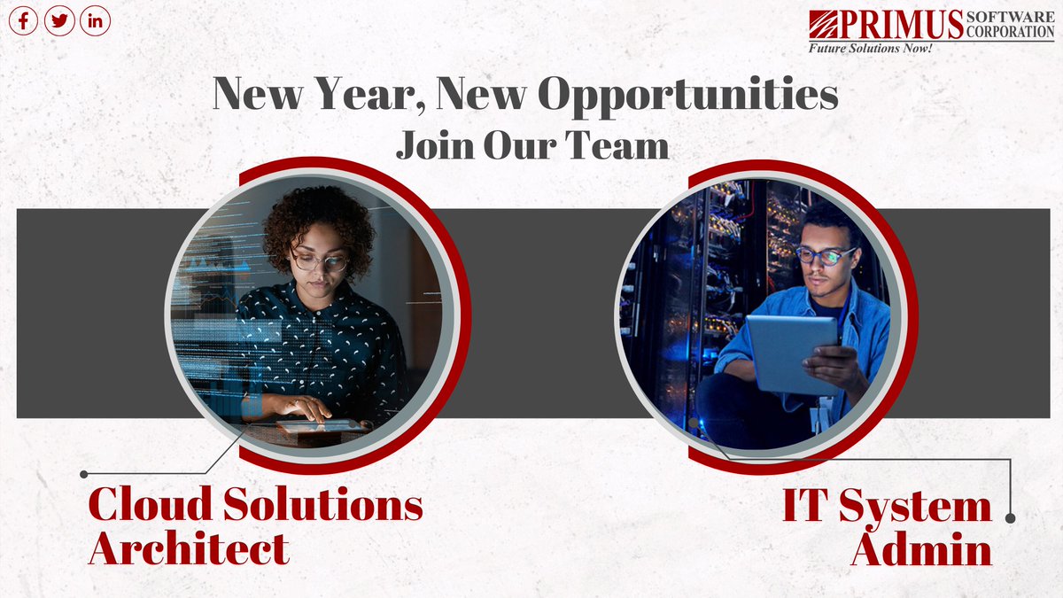 PrimusSoftCorp's tweet image. 𝐍𝐞𝐰 𝐘𝐞𝐚𝐫, 𝐍𝐞𝐰 𝐎𝐩𝐩𝐨𝐫𝐭𝐮𝐧𝐢𝐭𝐢𝐞𝐬
We bring new opportunities for you all to grow professionally. Yes, you read it right. We're inviting #CloudSolutionArchitect & #ITSystemAdmin to join our team.
Apply here lnkd.in/evuQtMWm.
#WeAreHiring #JoinOurTeam