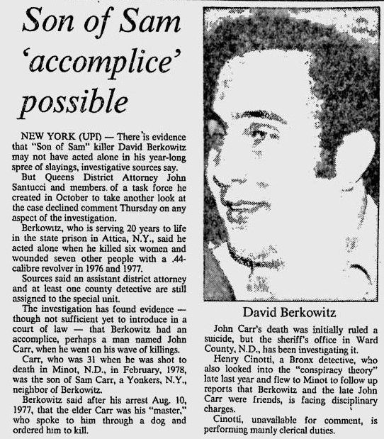 'Son Of Sam 'Accomplice' Possible: 
January 4, 1980 
#History #OTD #SonOfSam #DavidBerkowitz