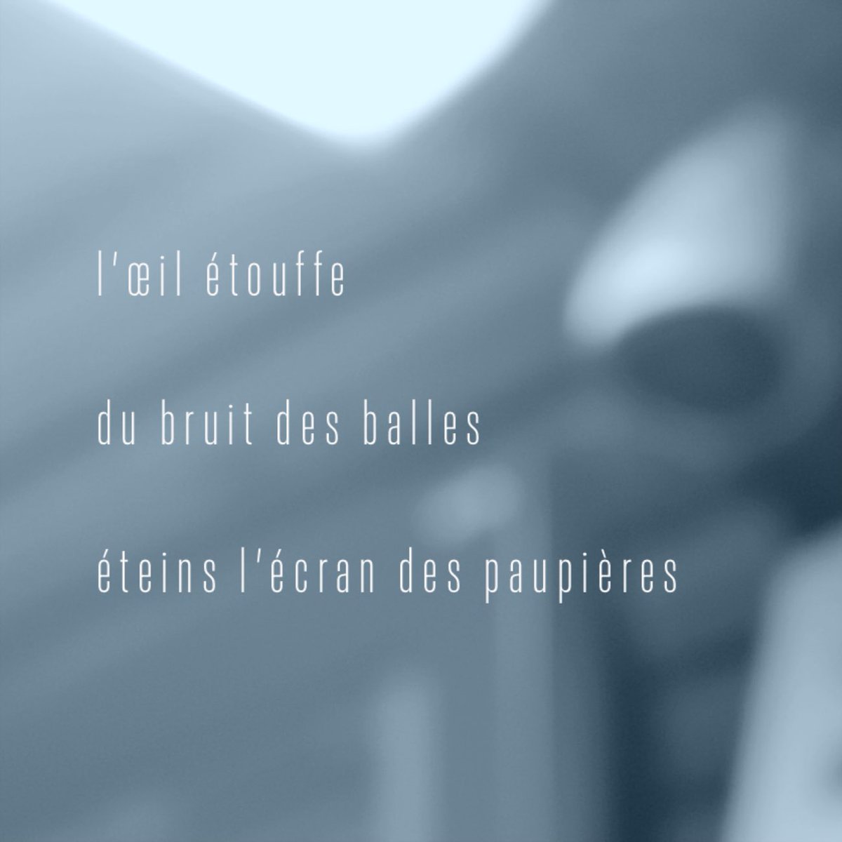 …

 l’œil étouffe

 du bruit des balles

 éteins l’écran des paupières

…