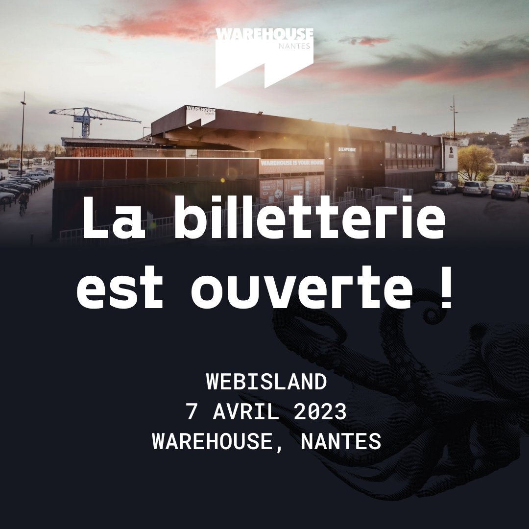 #Webisland 2023 c'est parti !

🐟 A la découverte du lagon bleu
🤯Le 7 avril 2023 à Nantes au <a href="/warehousenantes/">Warehouse</a>
🎟️ 60 places "Lève-tôt" à 30,99€ au lieu de 50,99€

J-96 avant #Webisland 2023 !

La billetterie est ouverte ⬇️⬇️⬇️
webisland.io/billetterie/