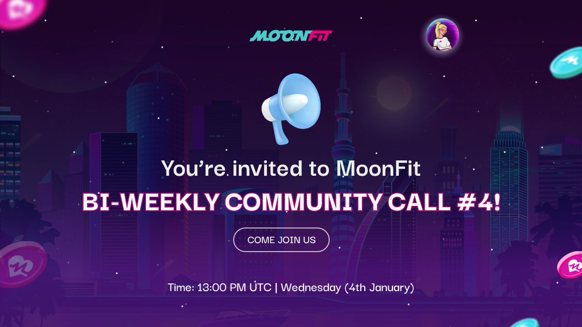 MoonFitOfficial's tweet photo. π’ Calling all MoonFit Fit-Freaks!
We're back to Bi-weekly Community Call #4 at β° 13:00 PM UTC today.
Set your reminder π https://t.co/xS7jrPIuES
#MoonFit #Web3Fitness https://t.co/IsDw8kWqul
