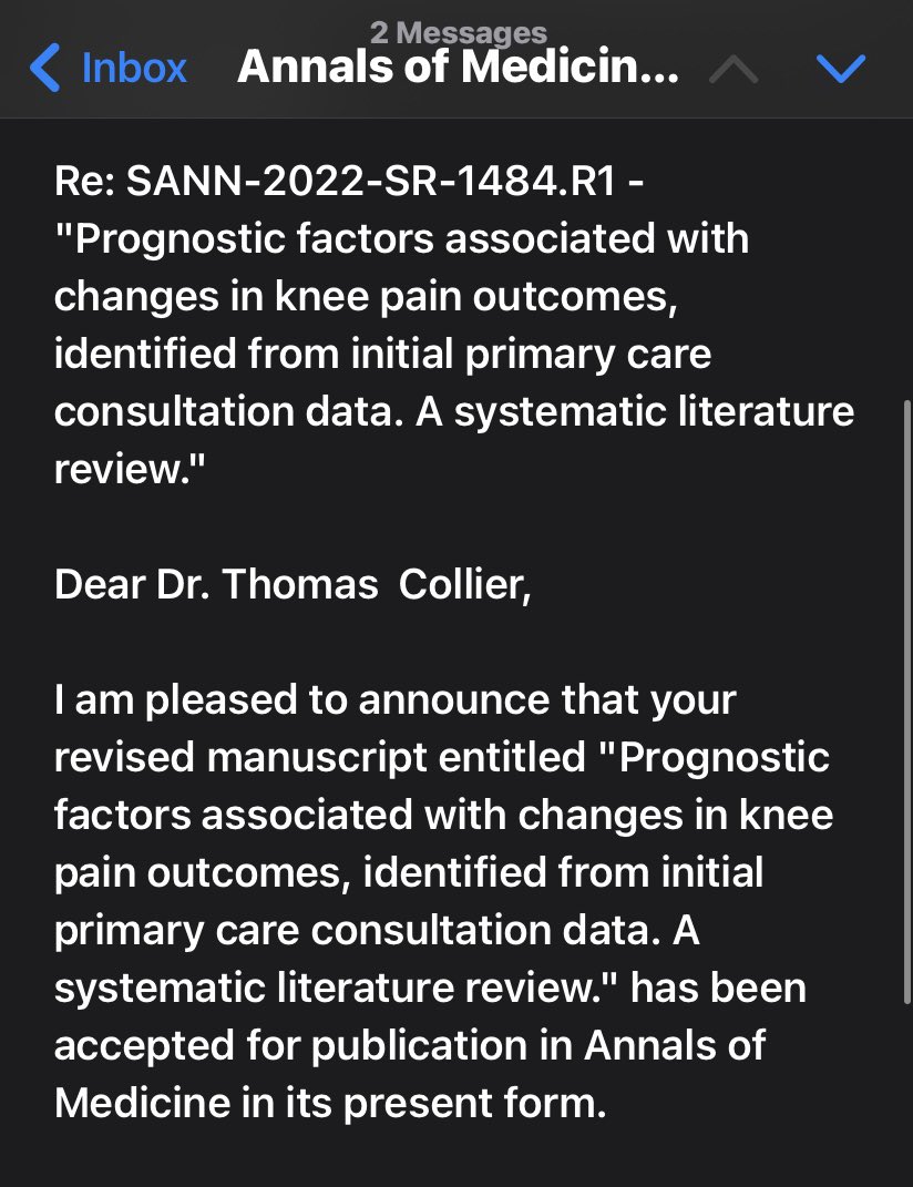 Tom Collier (@tom_s_collier) on Twitter photo Great start to 2023! Our prognostic systematic review has been accepted for publication in a world leading medical review journal #AnnalsOfMedicine so pleased! <a href="/dt_hughes/">Dr Tom Hughes</a> <a href="/RachelChesterPT/">Dr Rachel Chester</a> Prof James Selfe and Prof Michael Callaghan. <a href="/Pure_Physio/">Pure Physiotherapy</a>. Full text link coming soon! Great start to 2023! Our prognostic systematic review has been accepted for publication in a world leading medical review journal #AnnalsOfMedicine so pleased! <a href="/dt_hughes/">Dr Tom Hughes</a> <a href="/RachelChesterPT/">Dr Rachel Chester</a> Prof James Selfe and Prof Michael Callaghan. <a href="/Pure_Physio/">Pure Physiotherapy</a>. Full text link coming soon!