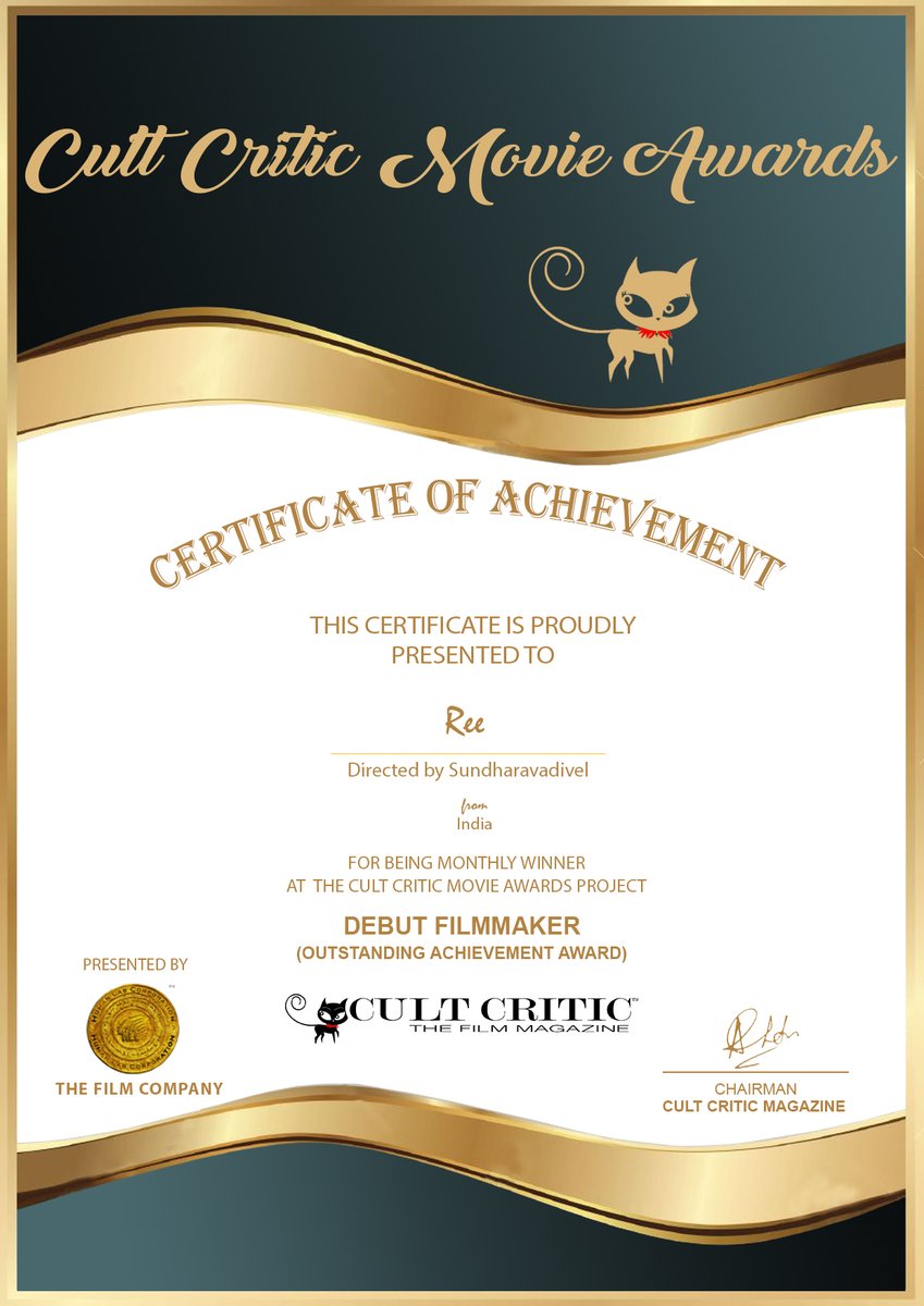 Thank you <a href="/Cult_Critic/">CultCritic</a> for this great appreciation for our #Tamil #feature #film #Ree #ரீ 

Celebrating with
#VarisuTrailer #Vijay #VarisuPongal #Vaarasudu #Thalapathy67 #WaltairVeerayya #FilmUpdatesAwards #Awards  <a href="/Ayngaran_offl/">Ayngaran International</a> <a href="/IMDb/">IMDb</a> <a href="/Wikipedia/">Wikipedia</a> <a href="/TOIIndiaNews/">TOI India</a> <a href="/TimesMusicHub/">Times Music</a>