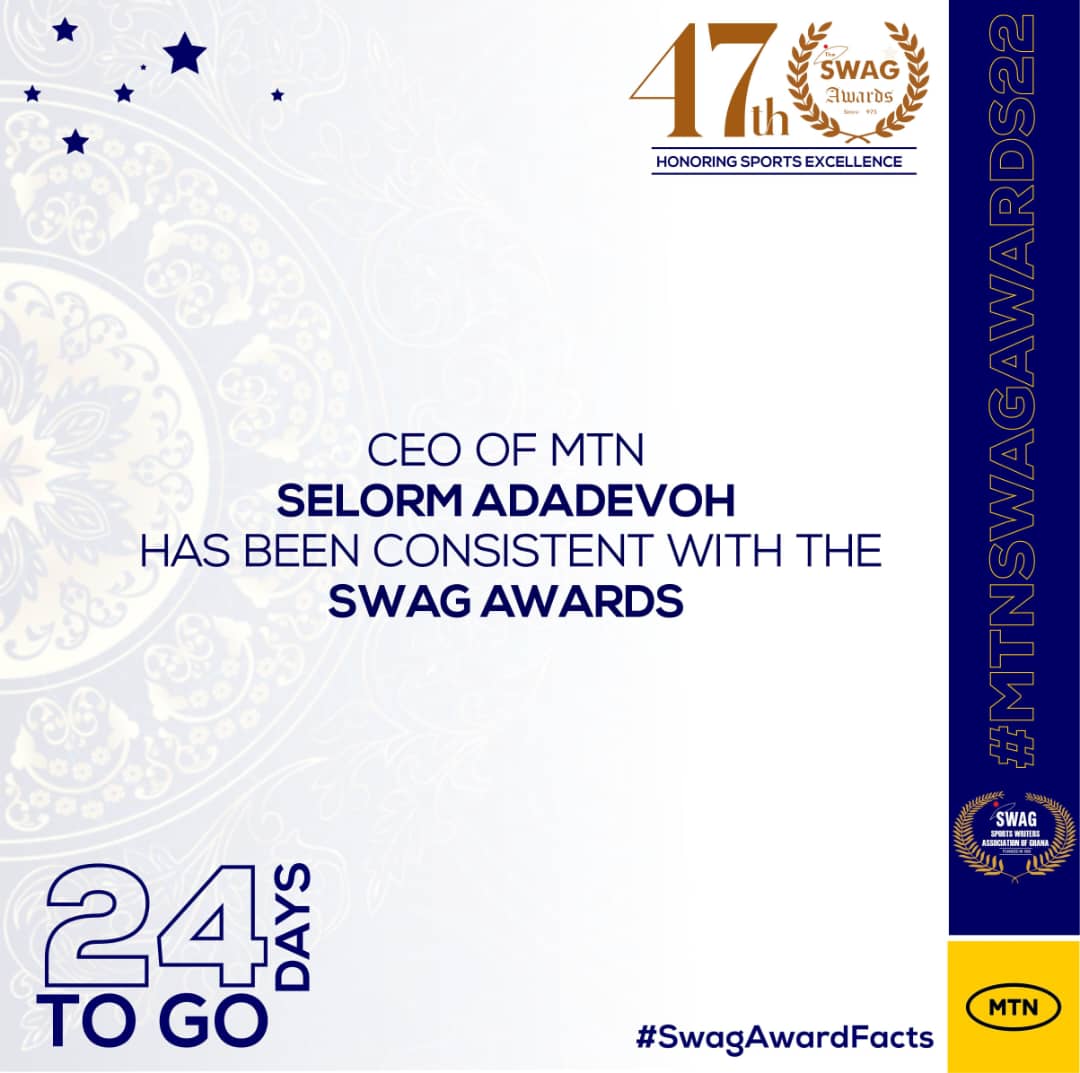 <a href="/MTNGhana/">MTN Ghana</a> is committed to the SWAG Awards hence the continuous support for the honouring of sports excellence in Ghana. 
#SWAGAwards22